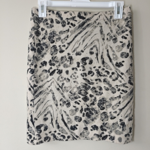 Pauw Amsterdam Sz 1 Cheetah Print Wool Cashmere Beige‎ White Lined Mini Skirt - Picture 4 of 10